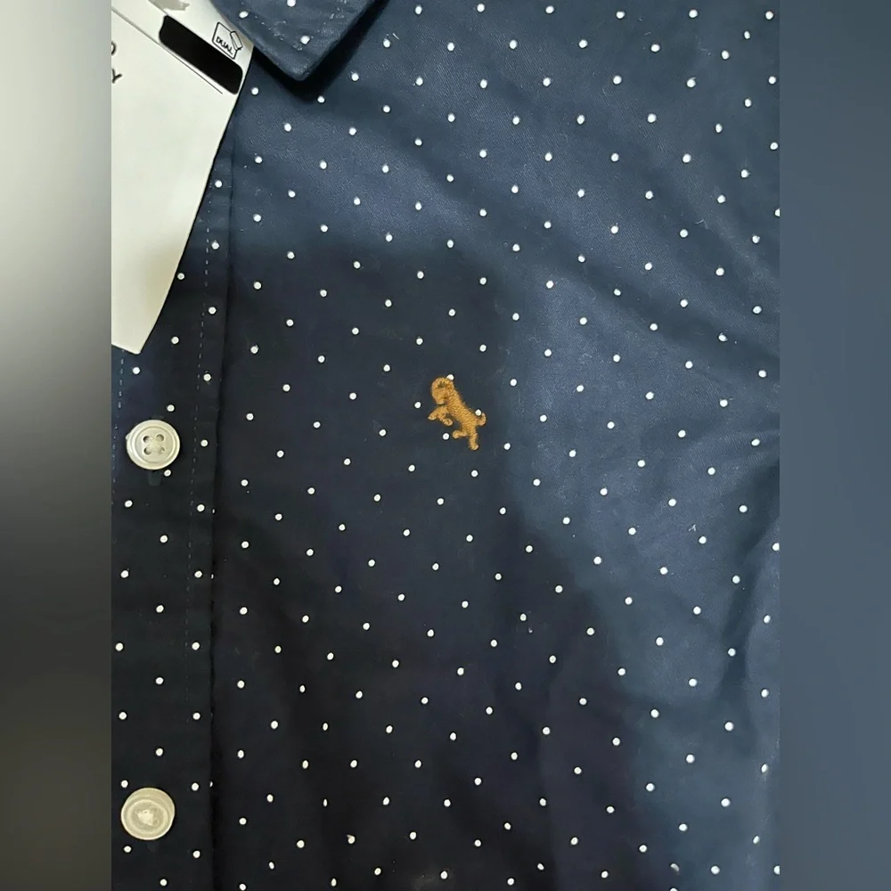H&M boys long-sleeved navy blue polka-dot shirt and beige shorts - Picture 8 of 10